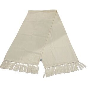 Christian Dior Pure Silk Cream Fabric Scarf With Fringe